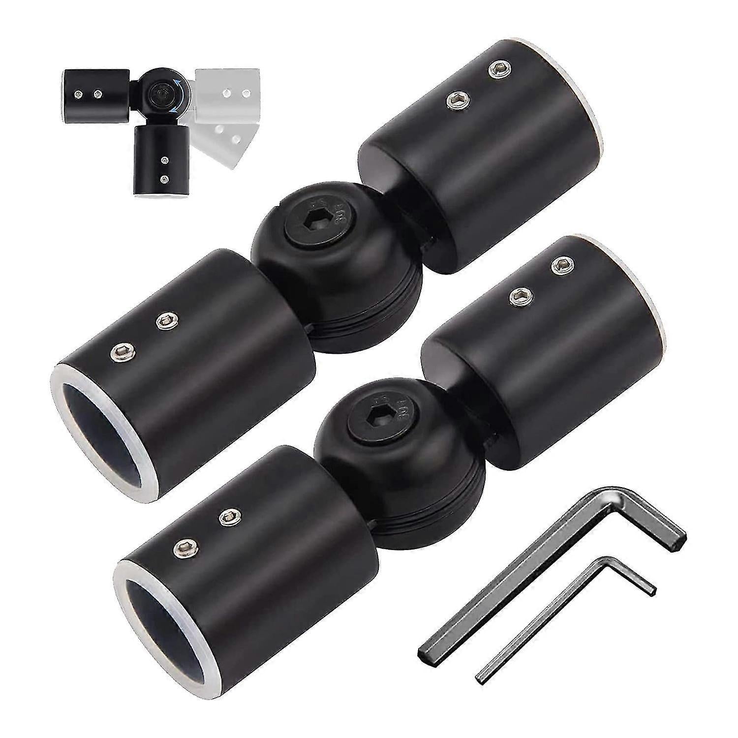 2pcs Curtain Rod Connectors, Adjustable Black for 1" Rods V1263-JX-5355