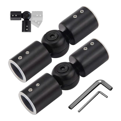2pcs Curtain Rod Connectors, Adjustable Black for 1" Rods V1263-JX-5355
