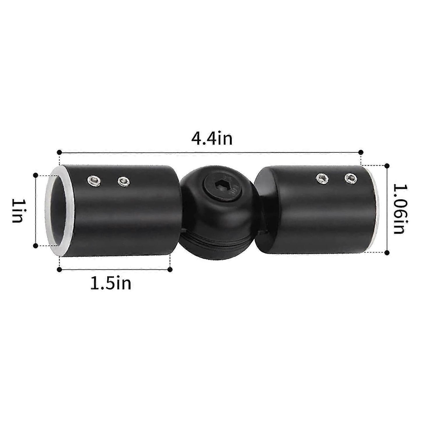 2pcs Curtain Rod Connectors, Adjustable Black for 1" Rods V1263-JX-5355