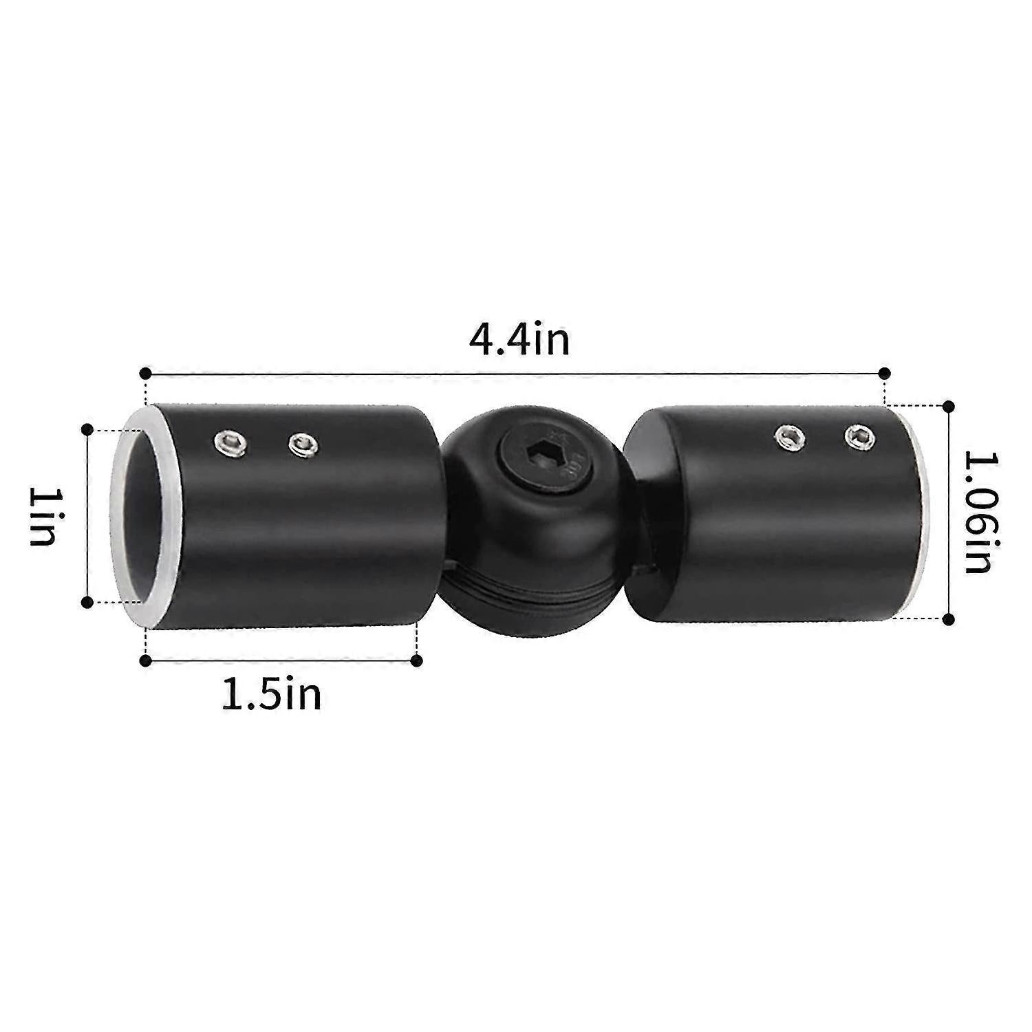 2pcs Curtain Rod Connectors, Adjustable Black for 1" Rods V1263-JX-5355