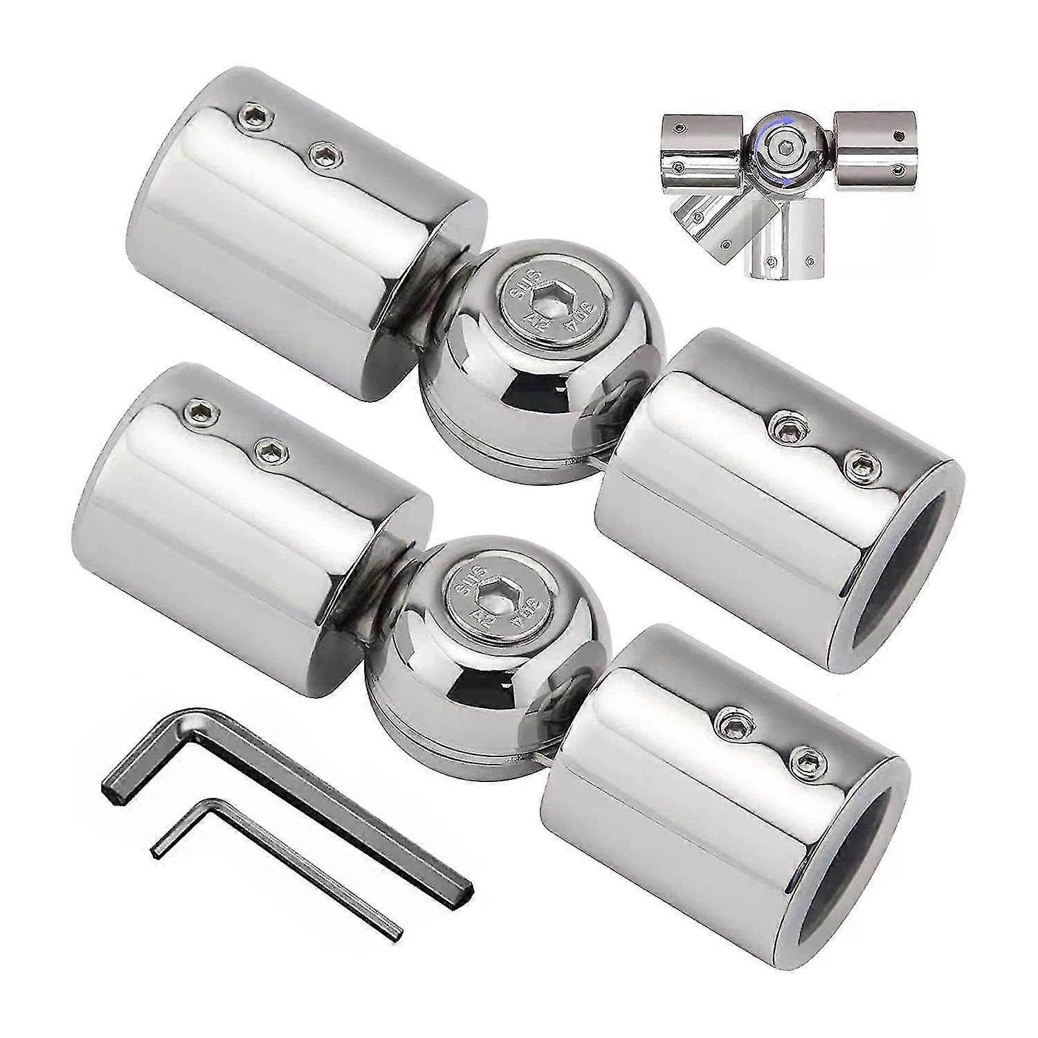 2pcs Curtain Rod Connectors, Adjustable Silver for 1" Rods V1263-JX-5356