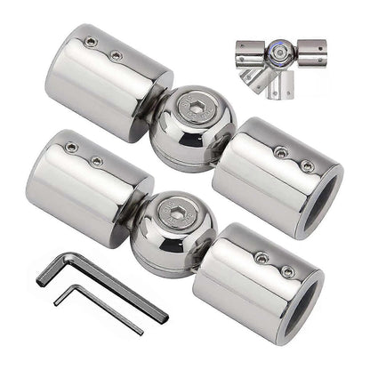 2pcs Curtain Rod Connectors, Adjustable Silver for 1" Rods V1263-JX-5356