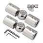 2pcs Curtain Rod Connectors, Adjustable Silver for 1" Rods V1263-JX-5356