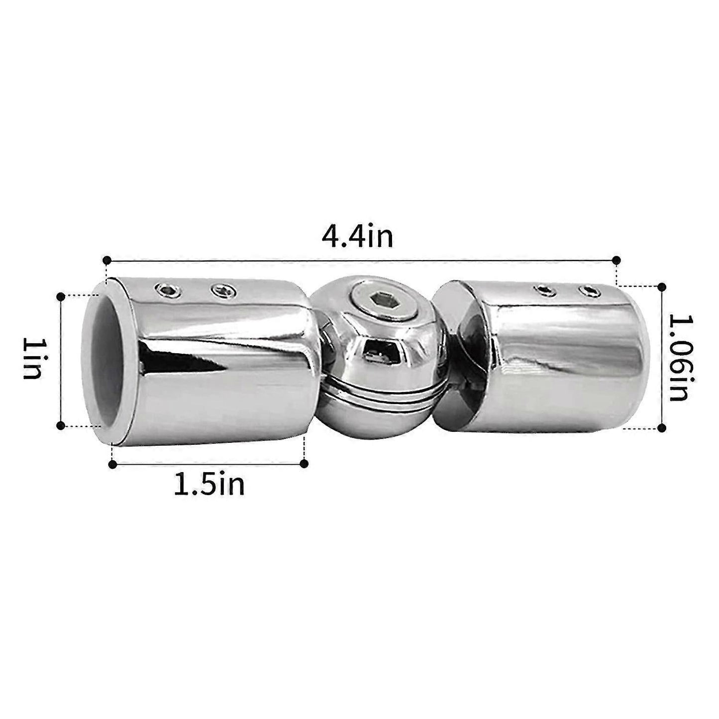 2pcs Curtain Rod Connectors, Adjustable Silver for 1" Rods V1263-JX-5356