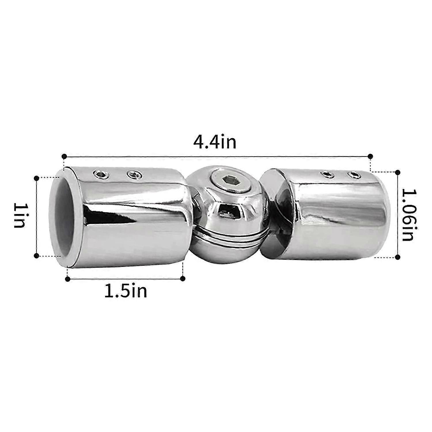 2pcs Curtain Rod Connectors, Adjustable Silver for 1" Rods V1263-JX-5356