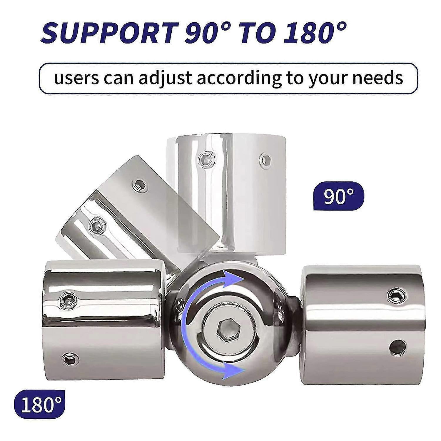 2pcs Curtain Rod Connectors, Adjustable Silver for 1" Rods V1263-JX-5356