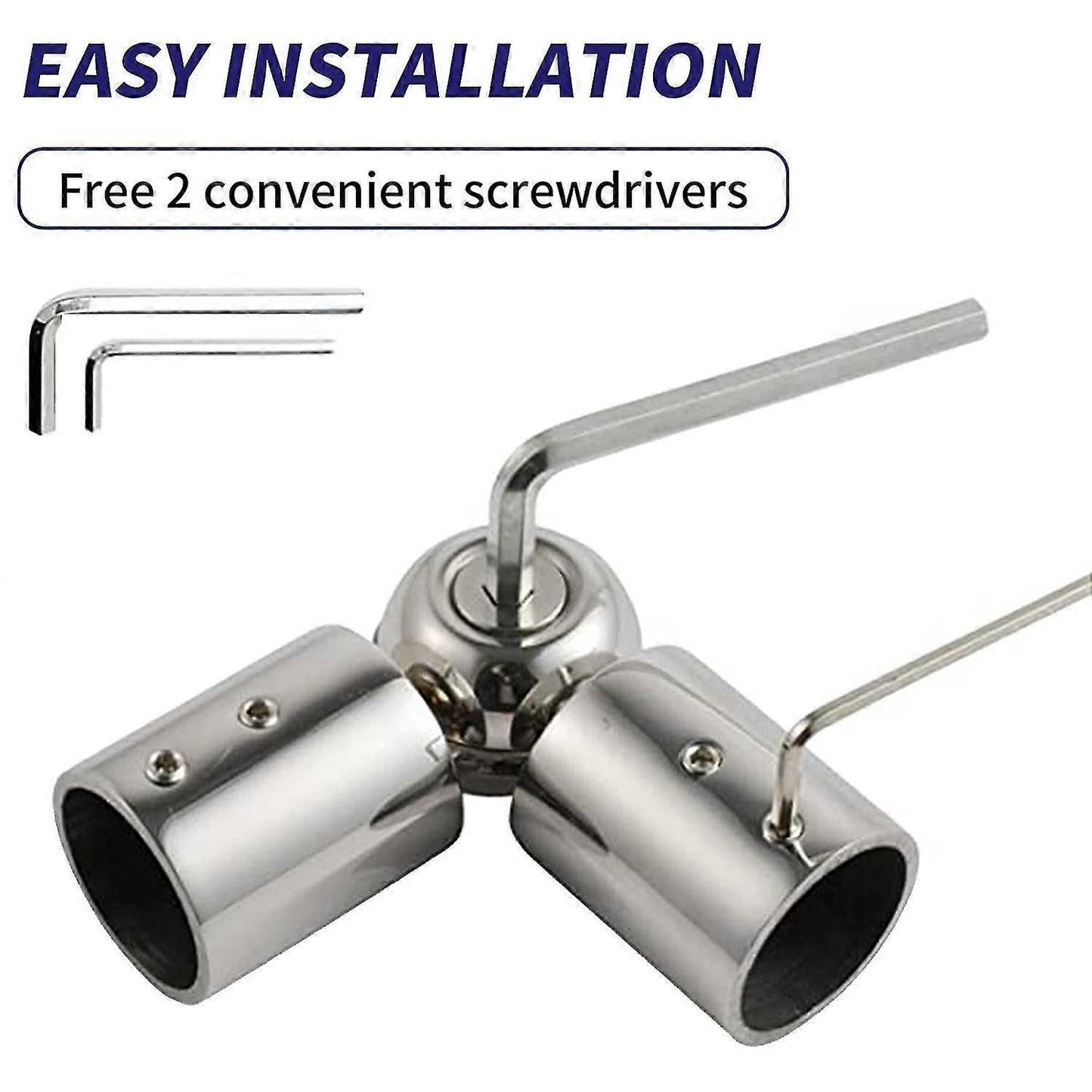 2pcs Curtain Rod Connectors, Adjustable Silver for 1" Rods V1263-JX-5356