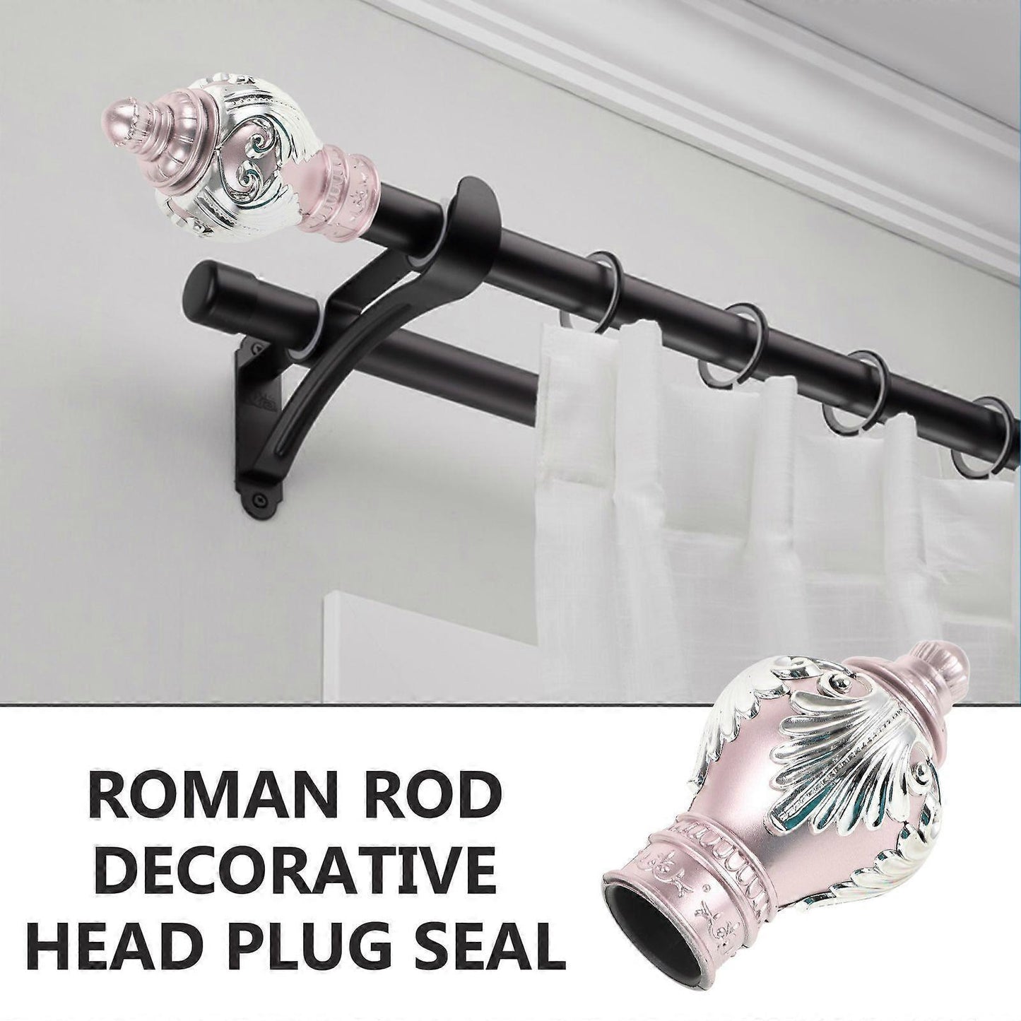 Curtain Pole Finials, Window Curtain Rod Decorative End Caps V1263-JX-5359