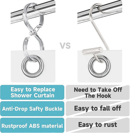 12pcs Plastic Shower Curtain Hooks Rings Rust-Proof S Hooks for Curtains & Clothes V1263-JX-5361
