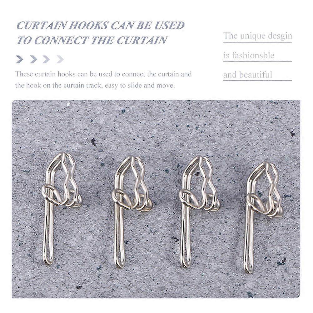 100pcs Metal Shower Curtain Hooks Pin-on Drapes Hooks Silver V1263-JX-5363