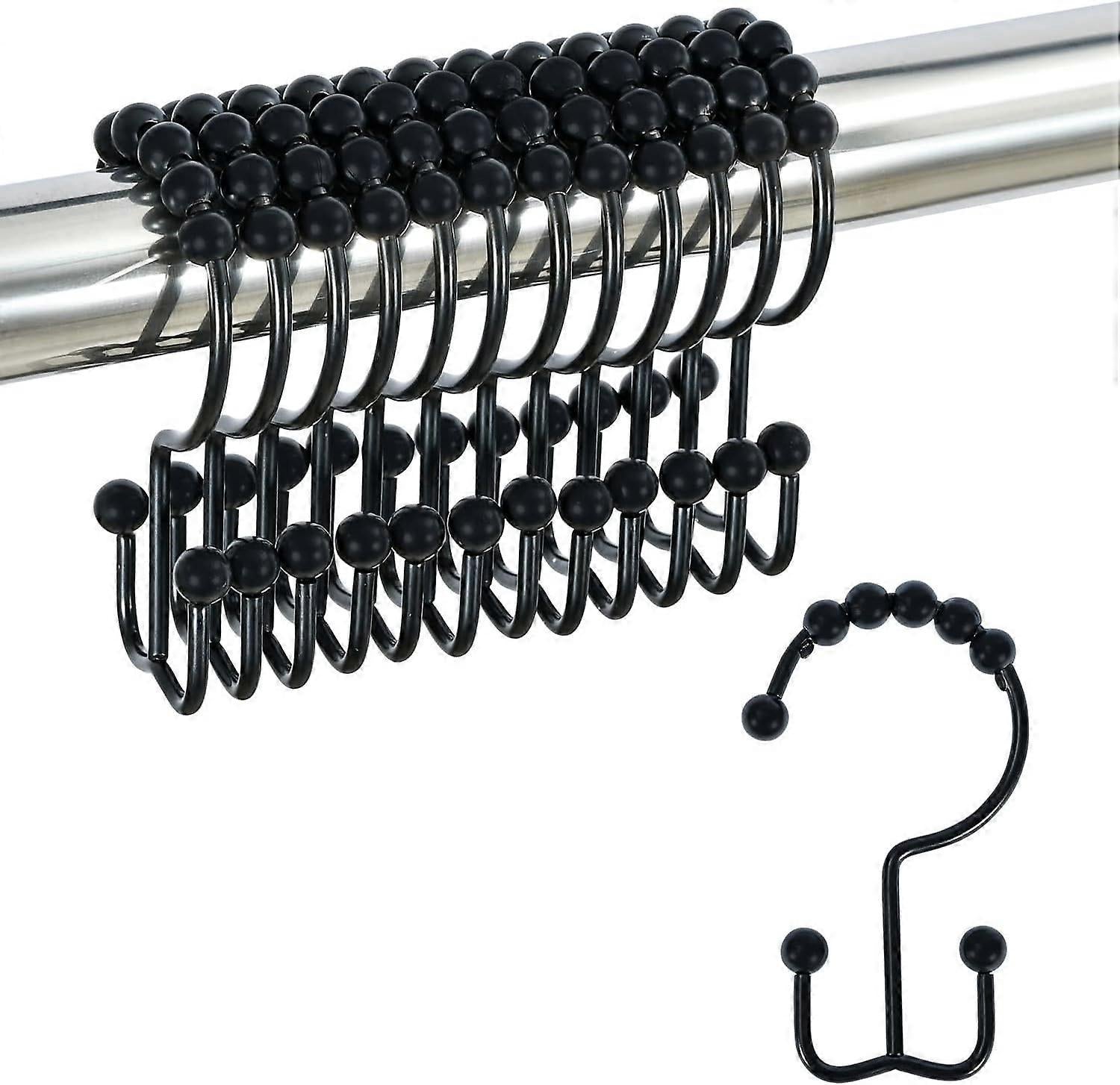 12pcs Double-Sided Metal Shower Curtain Hooks Anti-Rust Sliding Hooks V1263-JX-5364