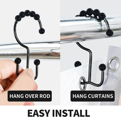 12pcs Double-Sided Metal Shower Curtain Hooks Anti-Rust Sliding Hooks V1263-JX-5364