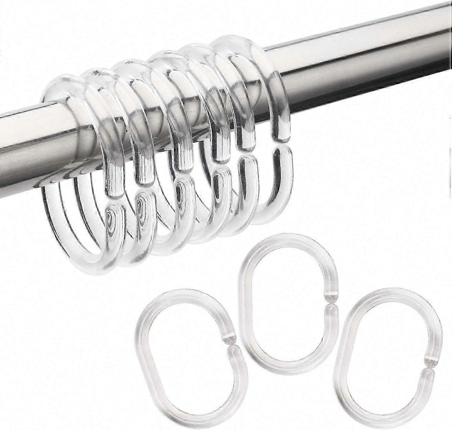 24pcs Plastic Shower Curtain Hooks Rings Bathroom Curtain Hooks V1263-JX-5366