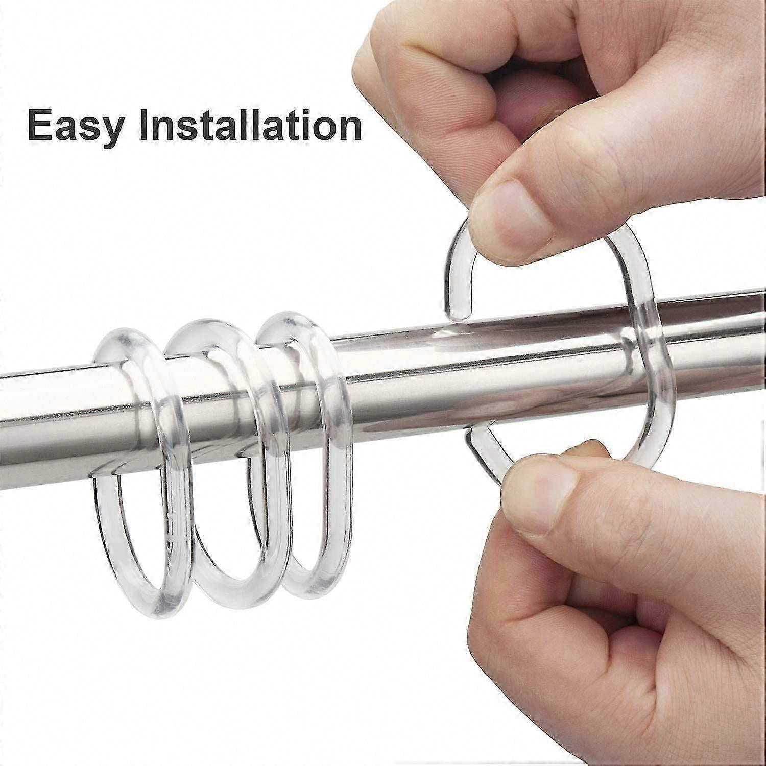 24pcs Plastic Shower Curtain Hooks Rings Bathroom Curtain Hooks V1263-JX-5366