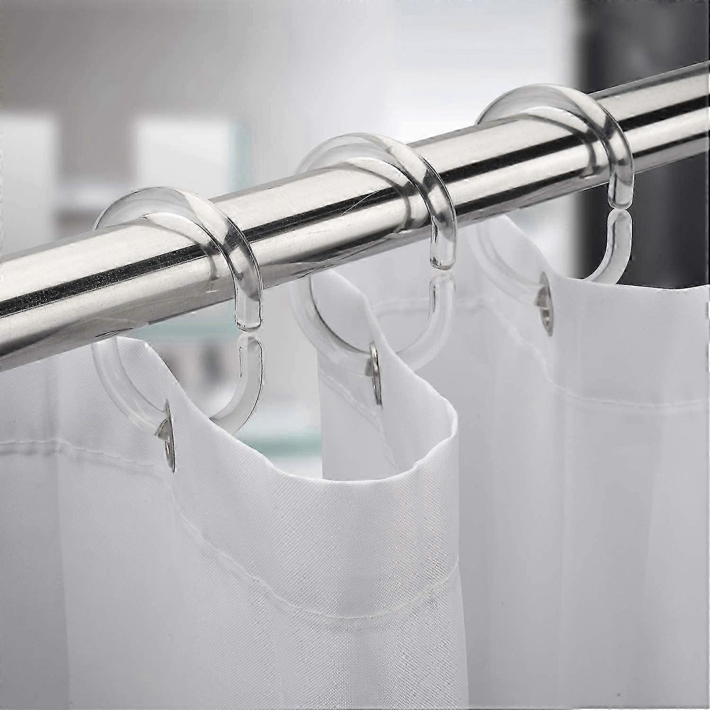 24pcs Plastic Shower Curtain Hooks Rings Bathroom Curtain Hooks V1263-JX-5366