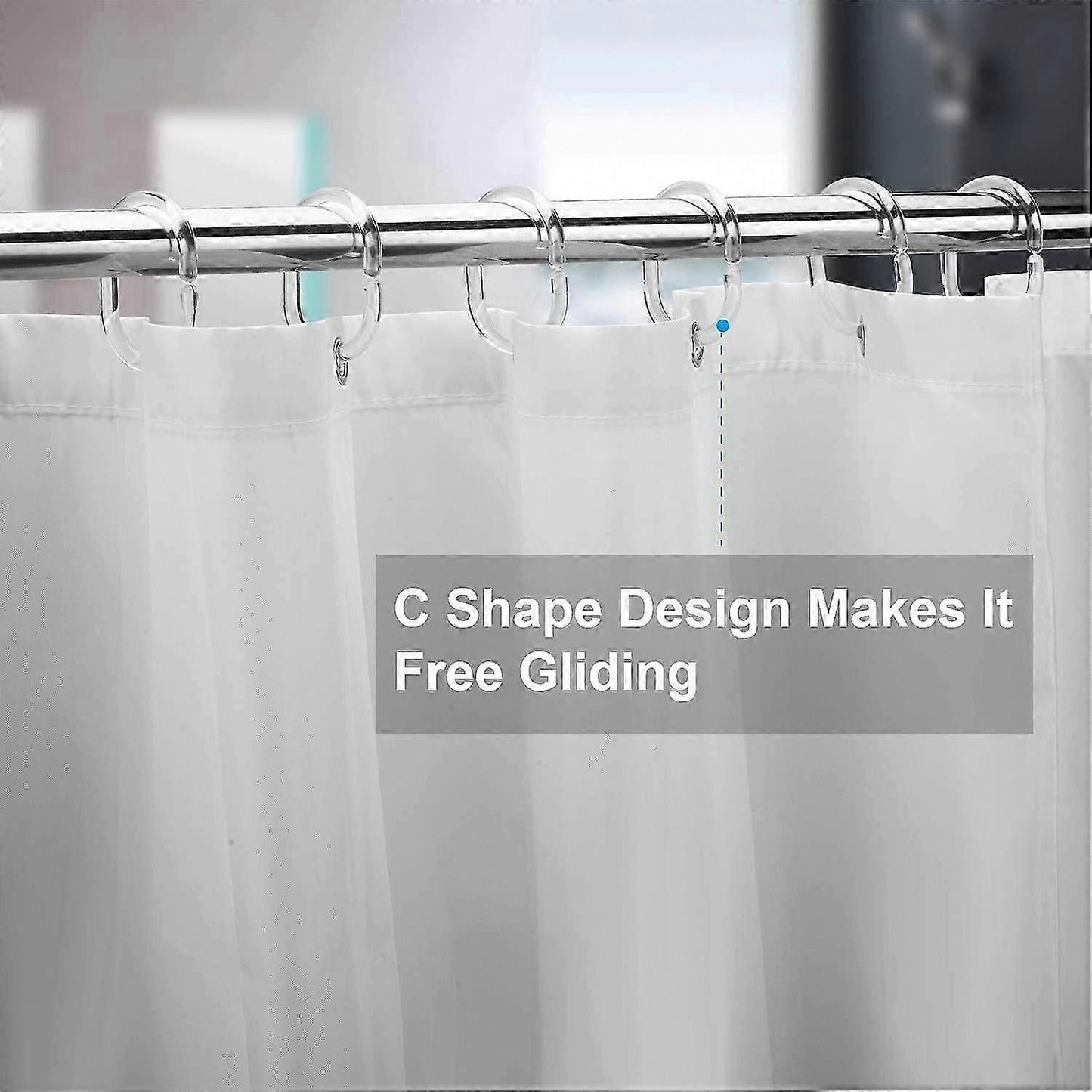 24pcs Plastic Shower Curtain Hooks Rings Bathroom Curtain Hooks V1263-JX-5366