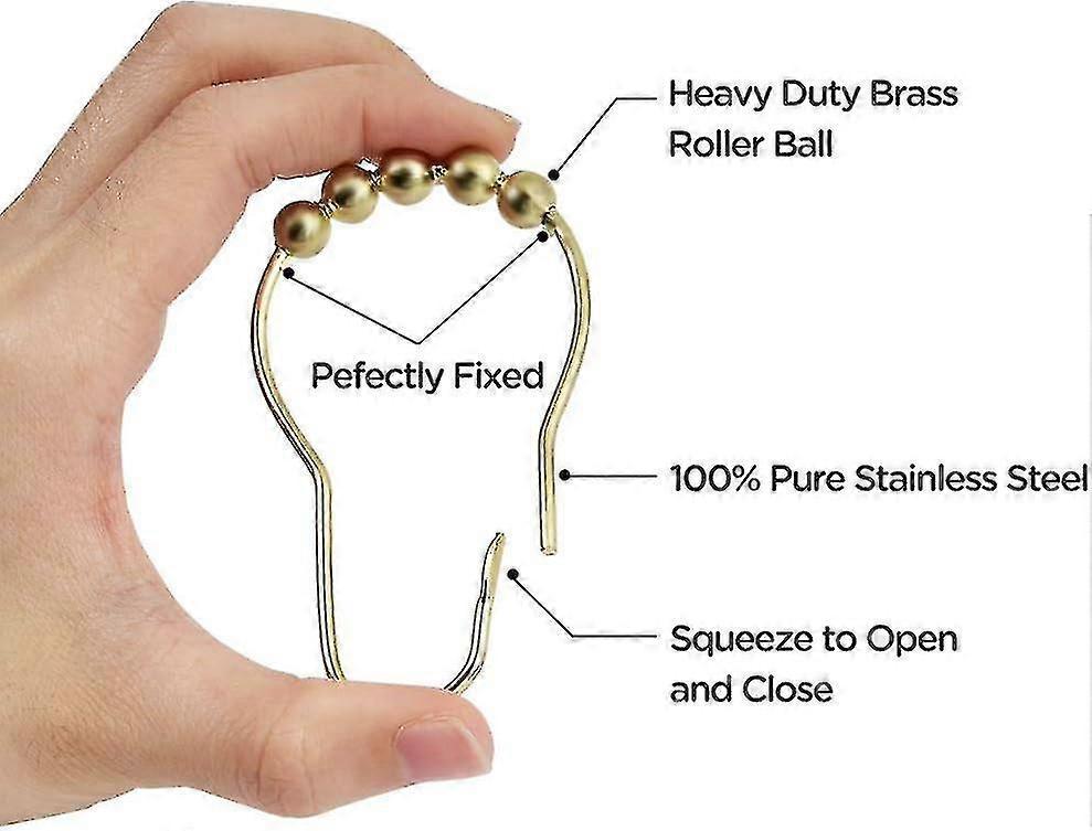 30pcs Stainless Steel Shower Curtain Hooks Gold Curtain Hooks V1263-JX-5367