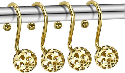12pcs Gold Shower Curtain Hooks Rings Set Bathroom Curtain Hooks V1263-JX-5369