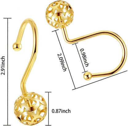 12pcs Gold Shower Curtain Hooks Rings Set Bathroom Curtain Hooks V1263-JX-5369