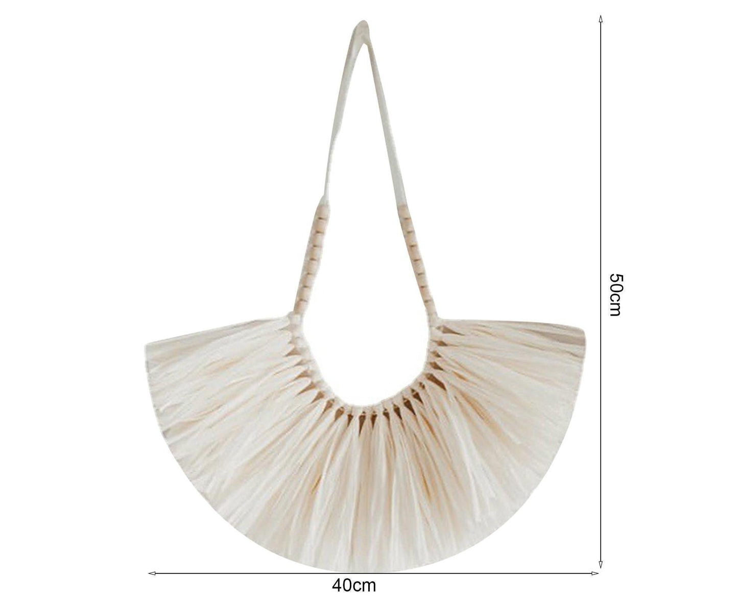 Vintage Handwoven Wall Hanging Wood Beads Elegant Straw Hanging Pendants for Office-Beige V1263-JX-537