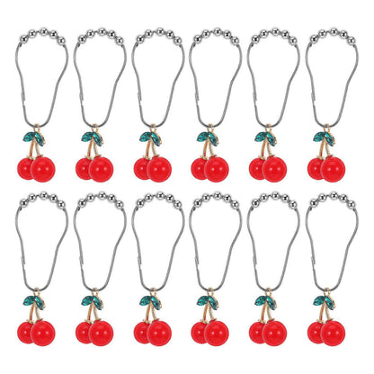 12pcs Cherry Design Shower Curtain Hooks Rings Decorative Curtain Hanger Hooks V1263-JX-5370
