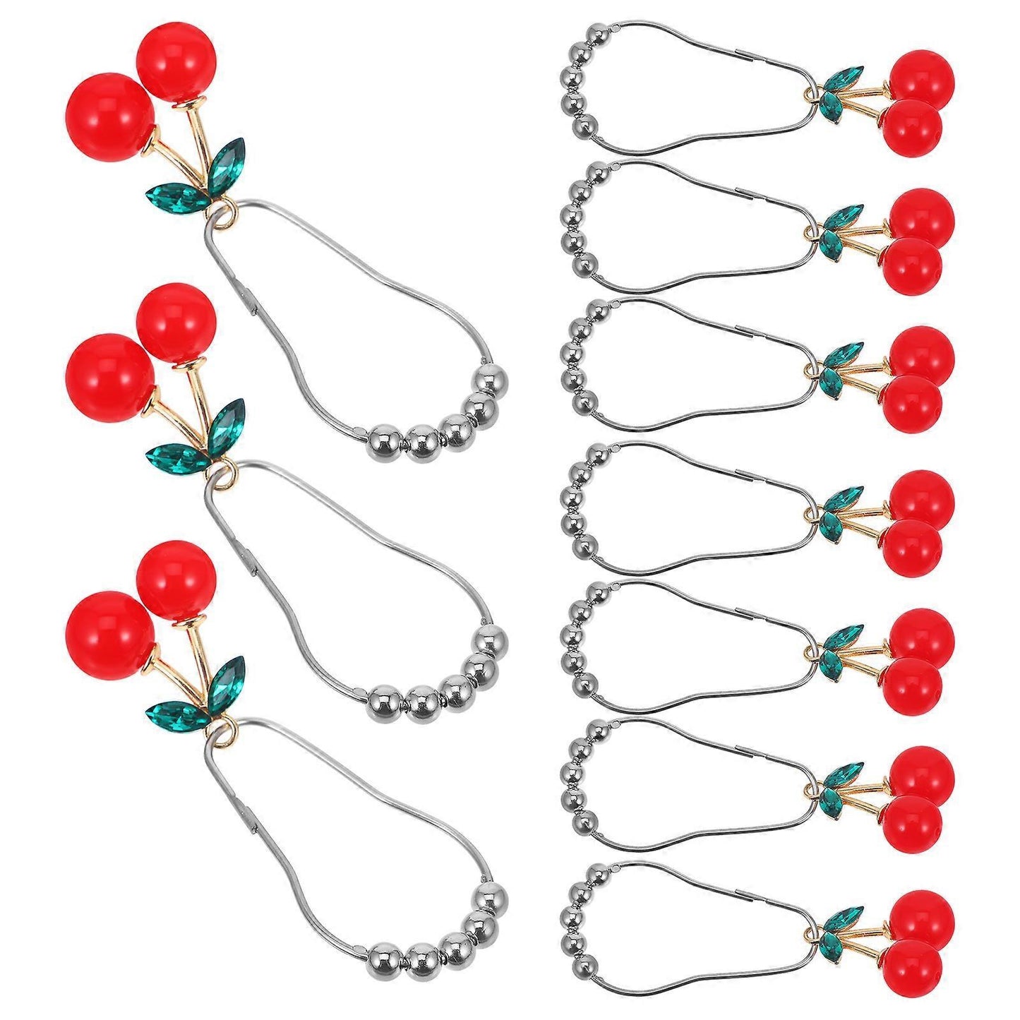 12pcs Cherry Design Shower Curtain Hooks Rings Decorative Curtain Hanger Hooks V1263-JX-5370