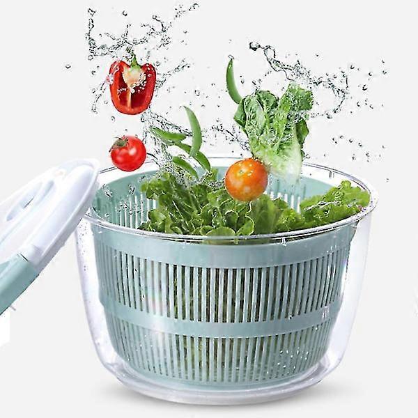 Manual Salad Spinner with Lid Lock and Handle, Easy Use Kitchen Bowl V1263-JX-5378