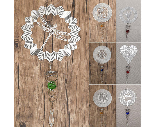 Metal Wind Spinner Rotating Animal Letter Pattern Hanging Pendant Home Ornament-#6 V1263-JX-538