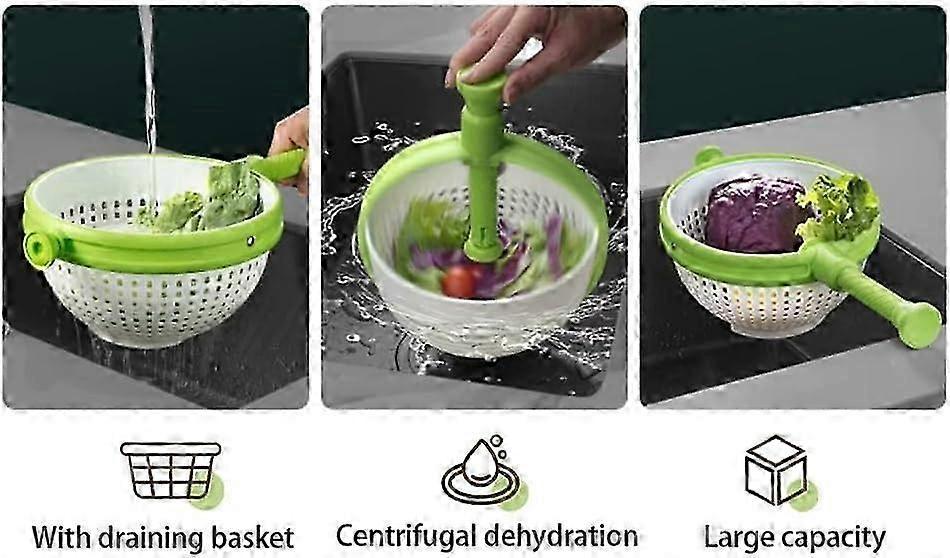Collapsible Salad Spinner, 3 Quart Large Capacity Dryer V1263-JX-5380