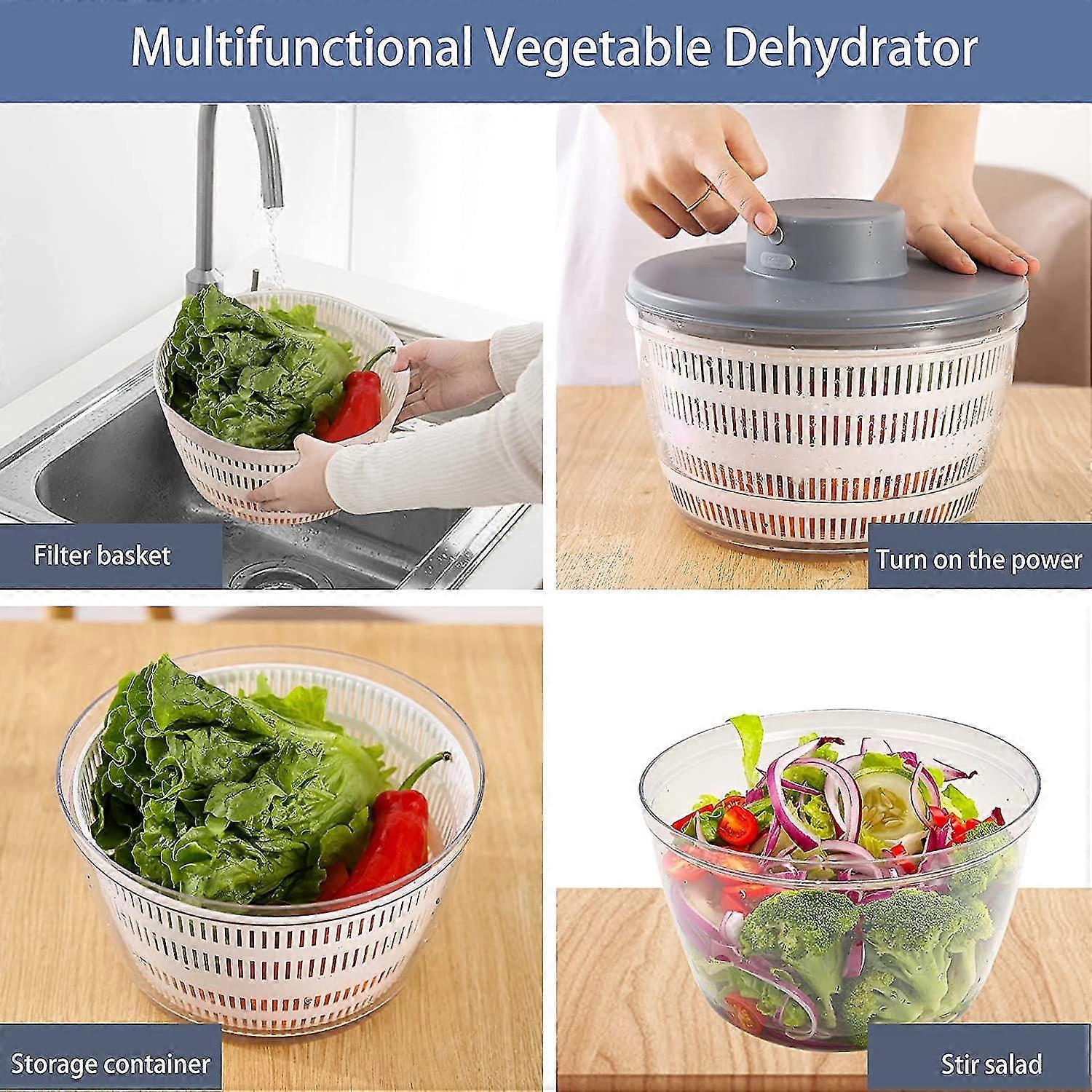 Automatic Electric Salad Spinner, Rechargeable Quick Lettuce Dryer V1263-JX-5381
