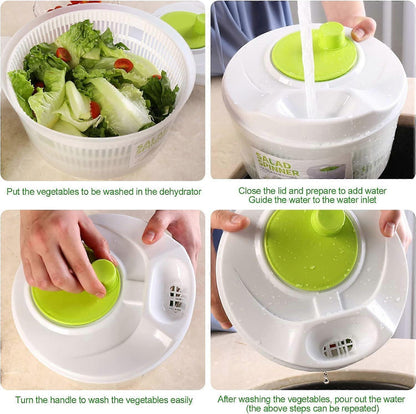 3L Salad Spinner with Crank Handle, Bowl and Strainer for Vegetables V1263-JX-5385