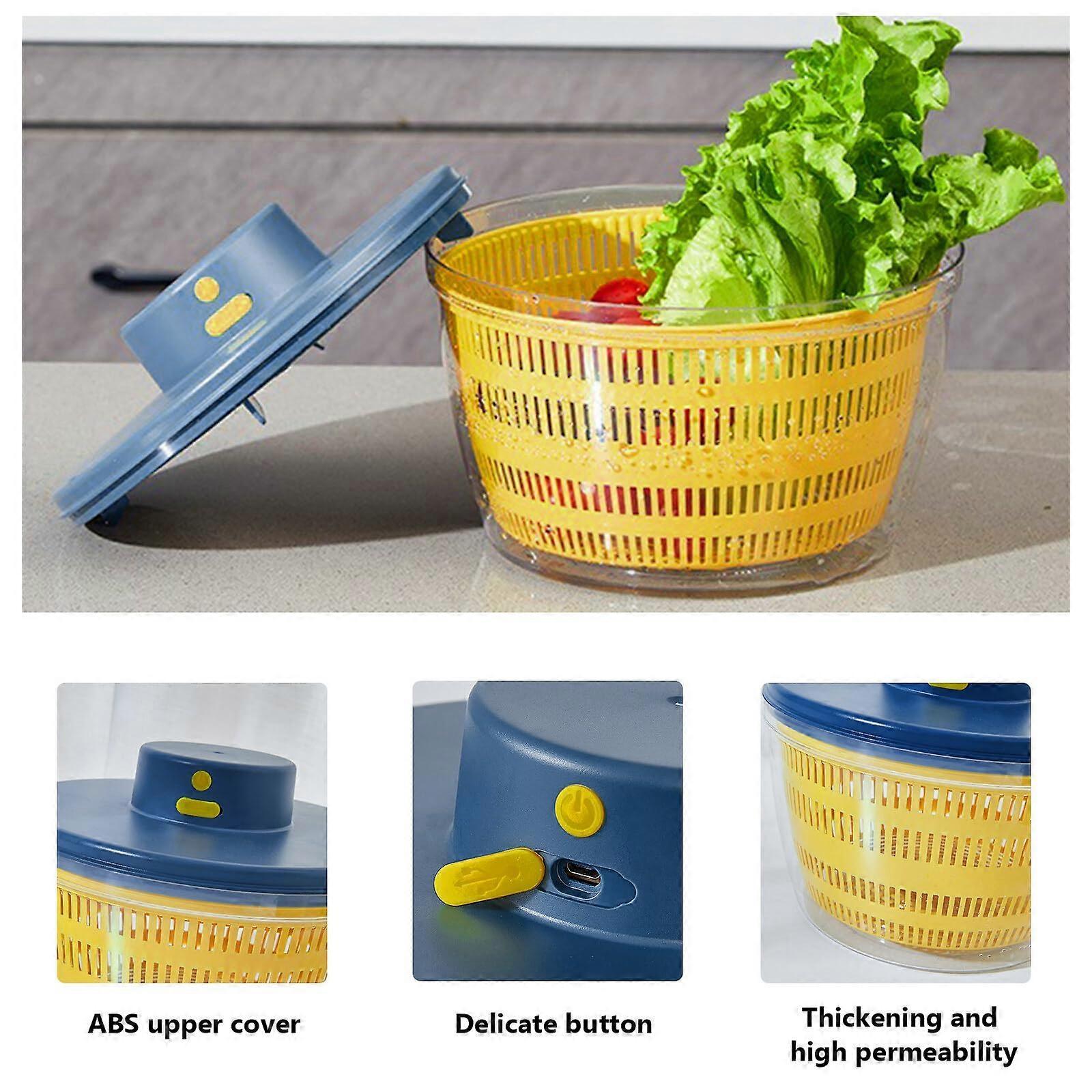 Large Electric Salad Spinner, Yellow Multi-Use Lettuce Dryer Easy Clean V1263-JX-5387