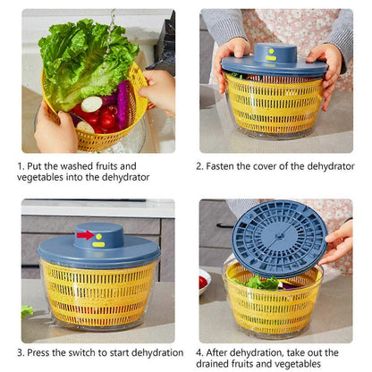 Large Electric Salad Spinner, Yellow Multi-Use Lettuce Dryer Easy Clean V1263-JX-5387