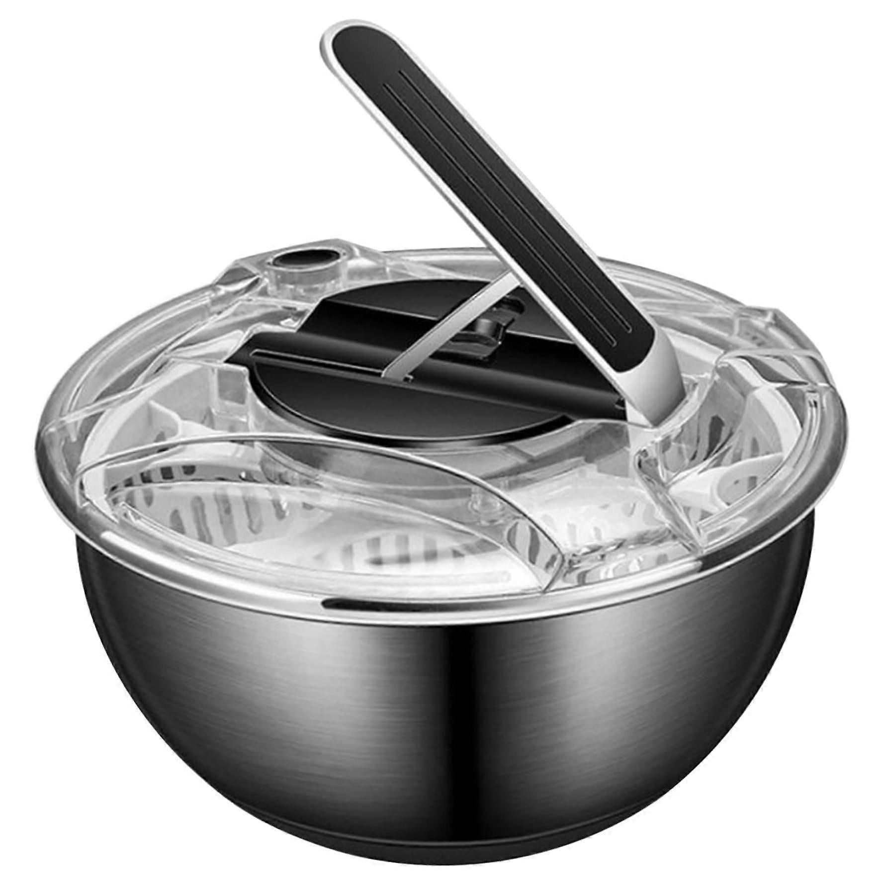 3.5L Stainless Steel Salad Spinner, Double-Layer Press Fruit Vegetable Dryer V1263-JX-5388