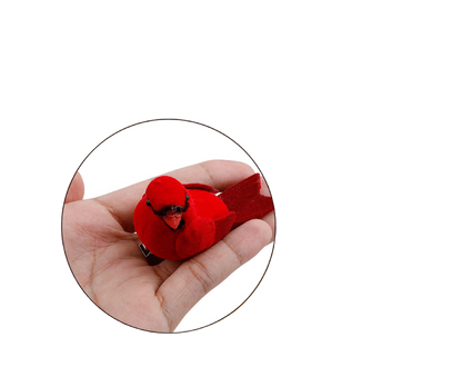 12Pcs Artificial Bird Ornament for Home-Red V1263-JX-539
