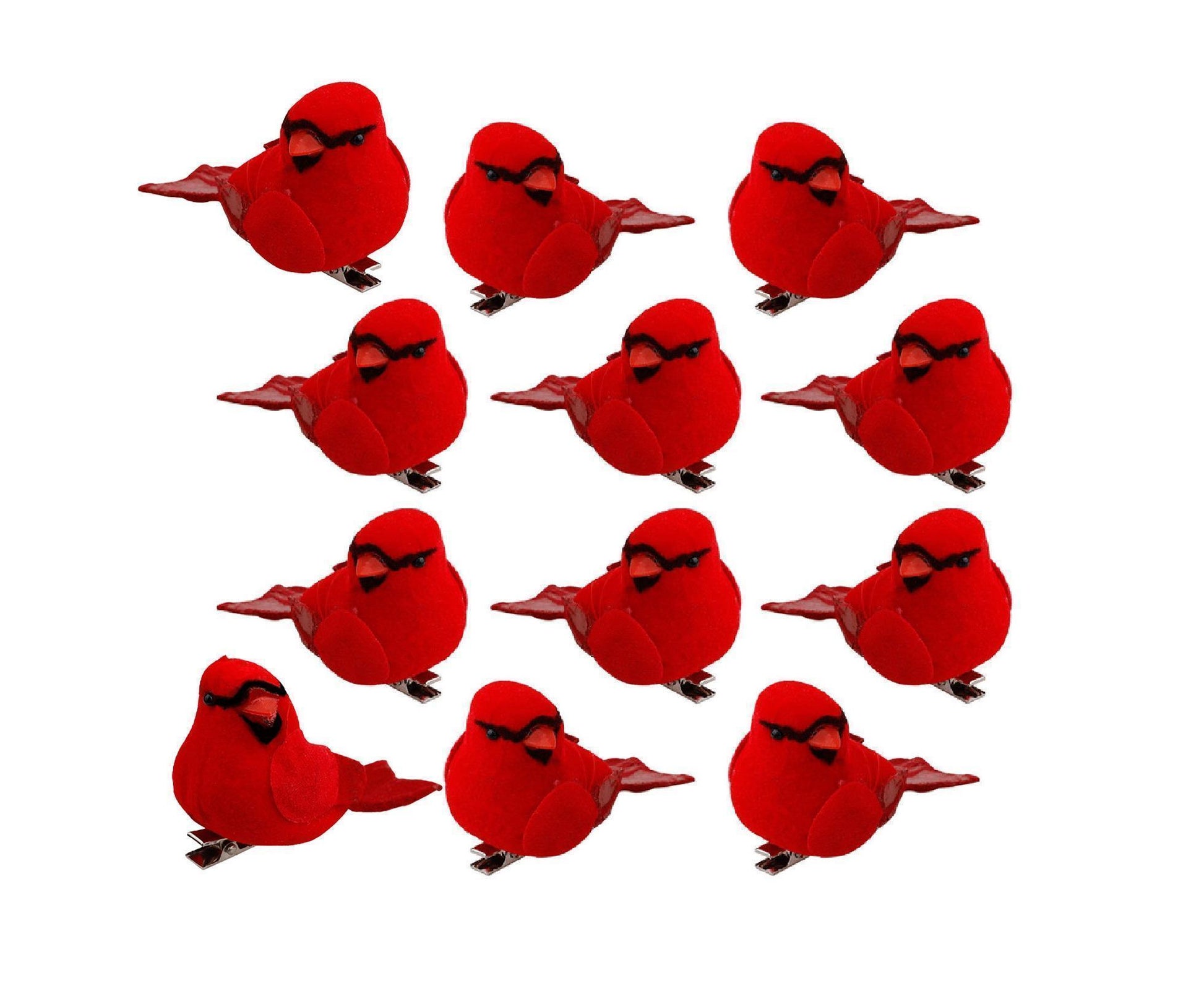 12Pcs Artificial Bird Ornament for Home-Red V1263-JX-539