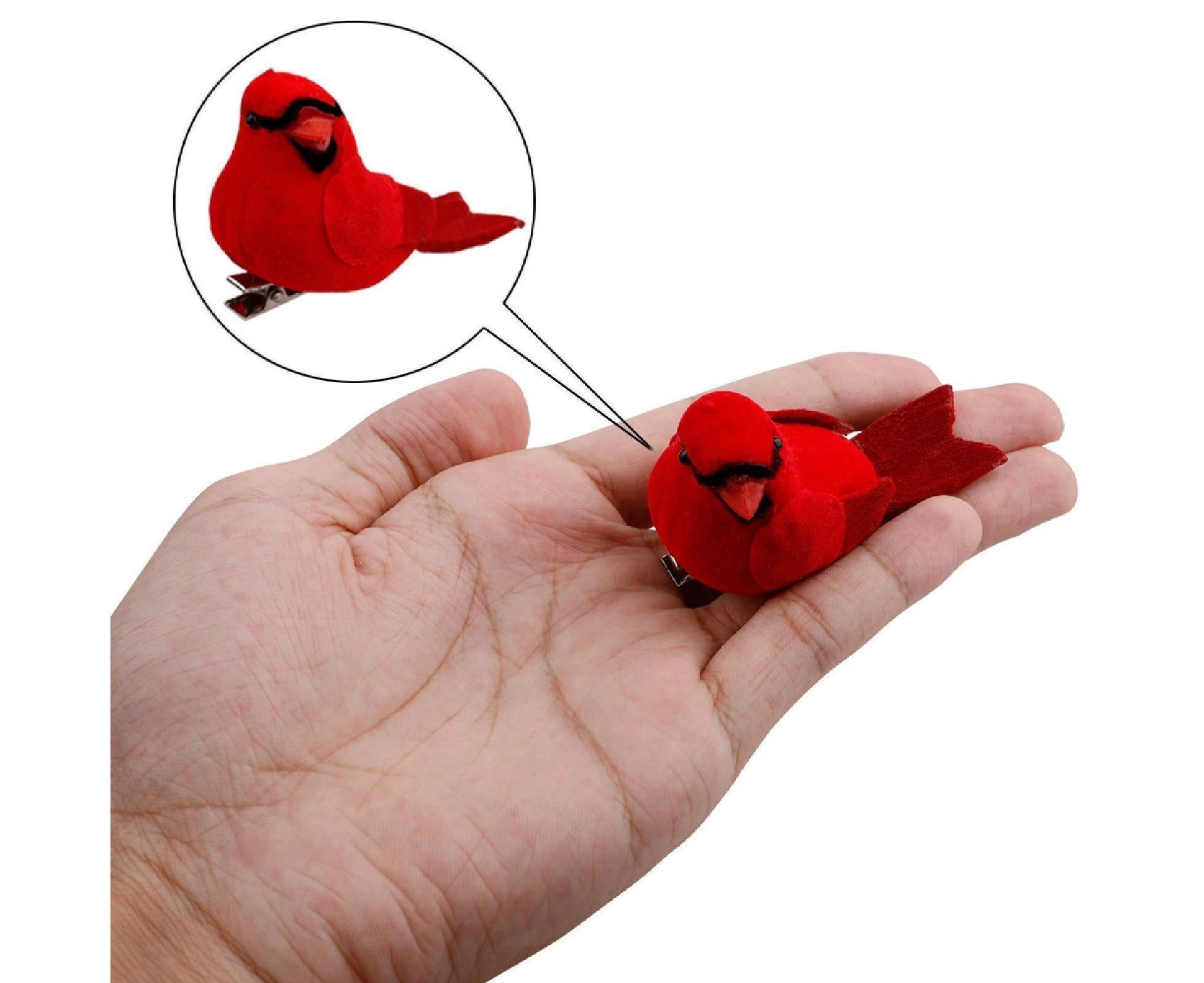 12Pcs Artificial Bird Ornament for Home-Red V1263-JX-539