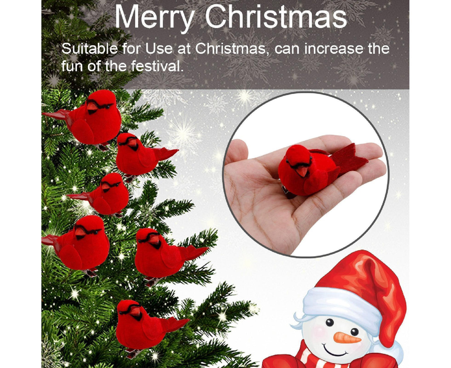 12Pcs Artificial Bird Ornament for Home-Red V1263-JX-539