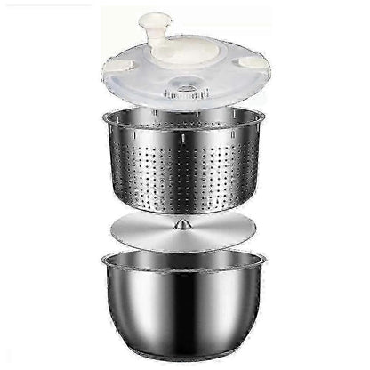 6L Stainless Steel Salad Spinner with PP Lid, Fruit & Veg Washer V1263-JX-5393