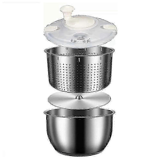 6L Stainless Steel Salad Spinner with PP Lid, Fruit & Veg Washer V1263-JX-5393