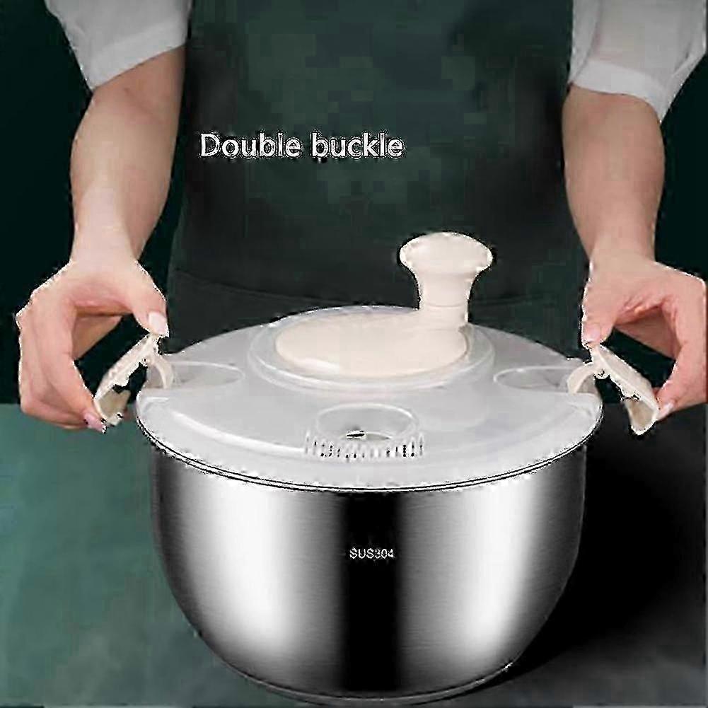 6L Stainless Steel Salad Spinner with PP Lid, Fruit & Veg Washer V1263-JX-5393