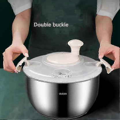 6L Stainless Steel Salad Spinner with PP Lid, Fruit & Veg Washer V1263-JX-5393