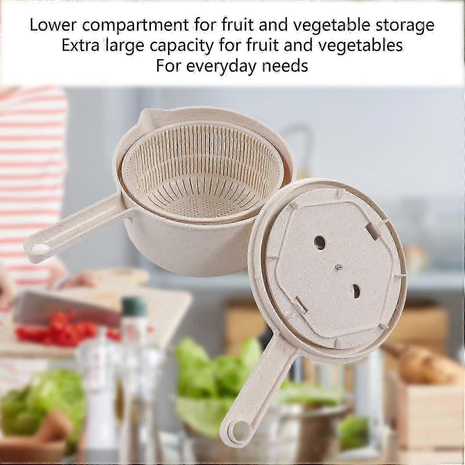 Salad Spinner with Bowl & Colander, Lettuce Washer Egg Beater V1263-JX-5397