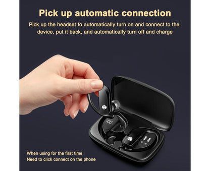 Wireless Earbuds - Waterproof - LED Display Bluetooth Earphones with Mic for Sports V1263-JX-54