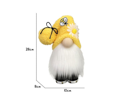 Doll Ornament Adorable Fine Workmanship Plush Bumble Bee Gnome Decoration for Home Desktop-Yellow V1263-JX-540