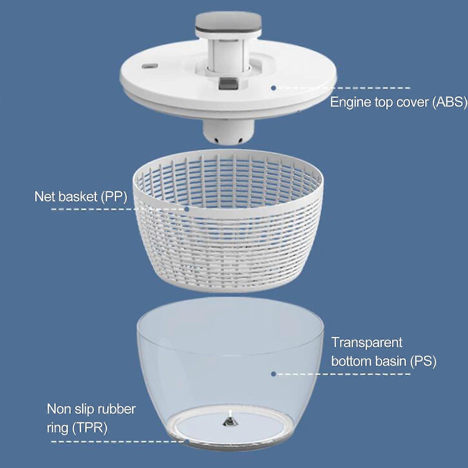 6L Salad Spinner with One-Hand Pump, Lettuce & Fruit Washer Dryer V1263-JX-5402