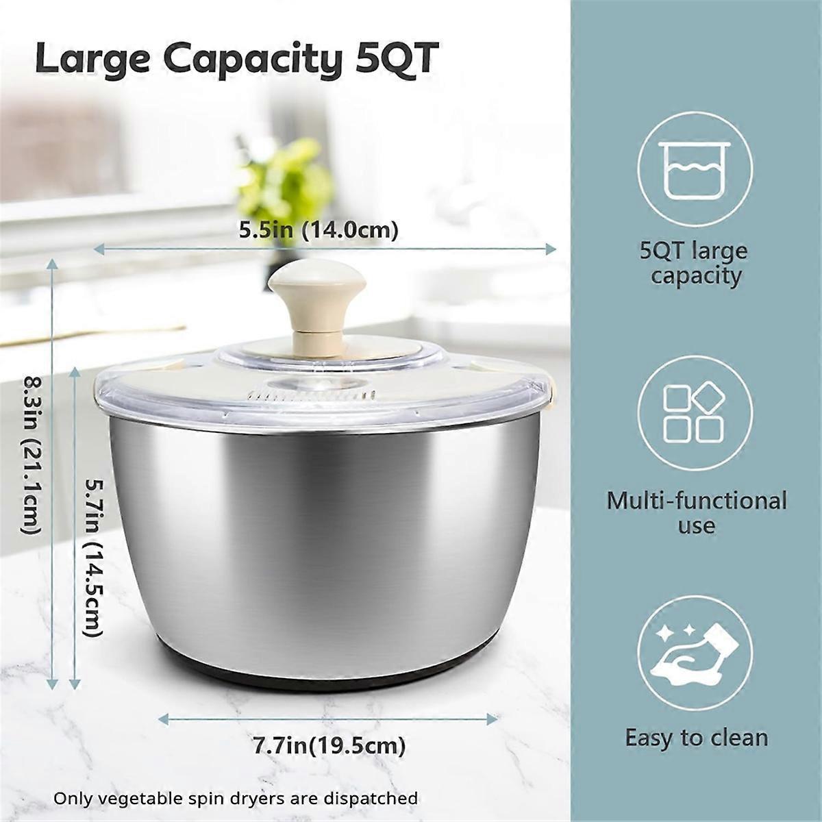 Stainless Steel Salad Spinner with Lid & Drain Basin Frame V1263-JX-5407