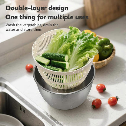 Stainless Steel Salad Spinner with Lid & Drain Basin Frame V1263-JX-5407
