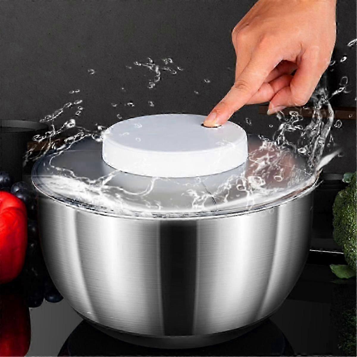 4.5L Electric Salad Spinner Vegetable Washer Silver White V1263-JX-5410