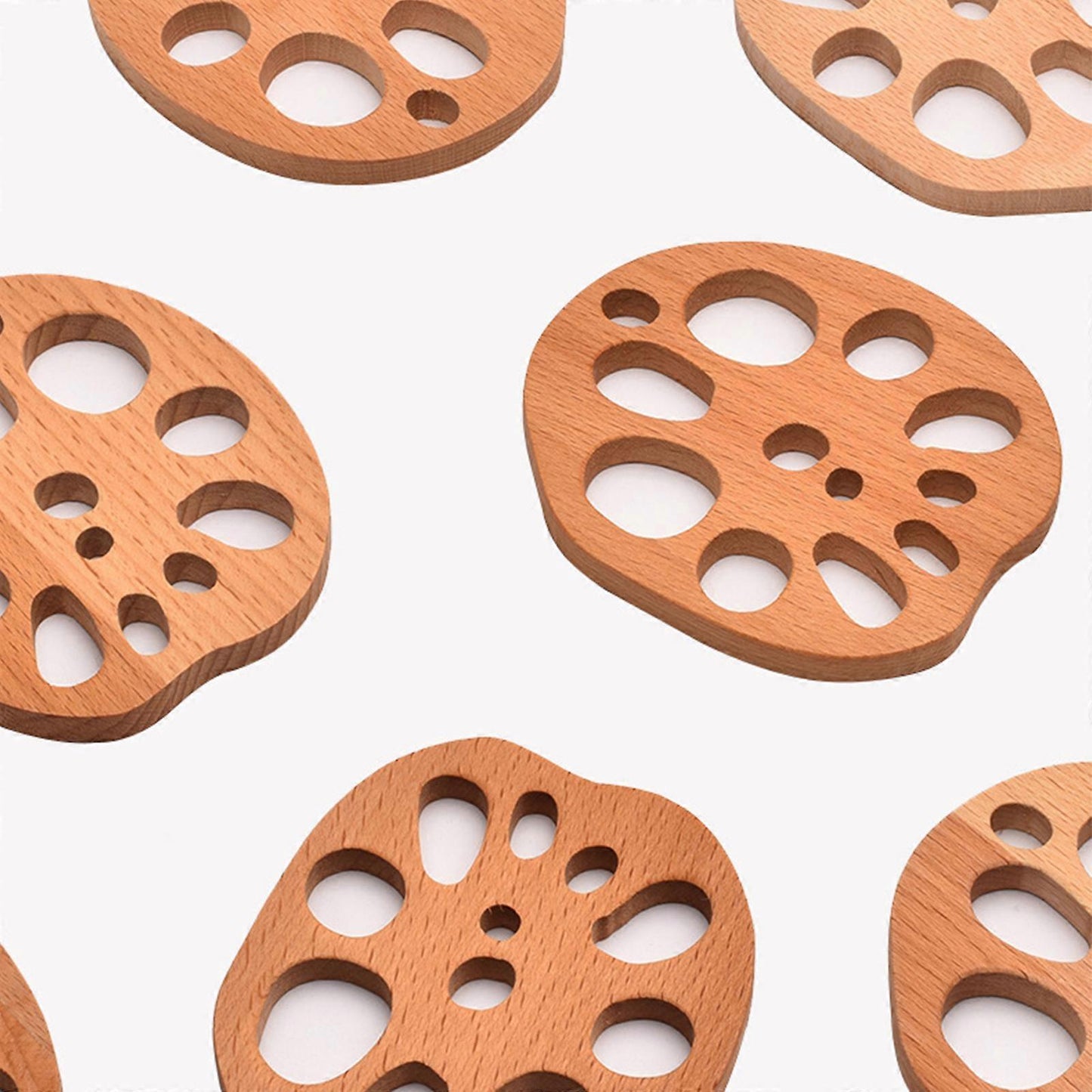 Wooden Drink Coaster Lotus Root Slice Design V1263-JX-5413